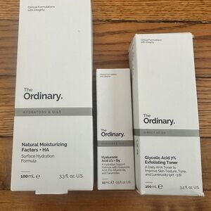 The Ordinary Skincare Set moisturizer, hyaluronic acid, and glycolic acid toner